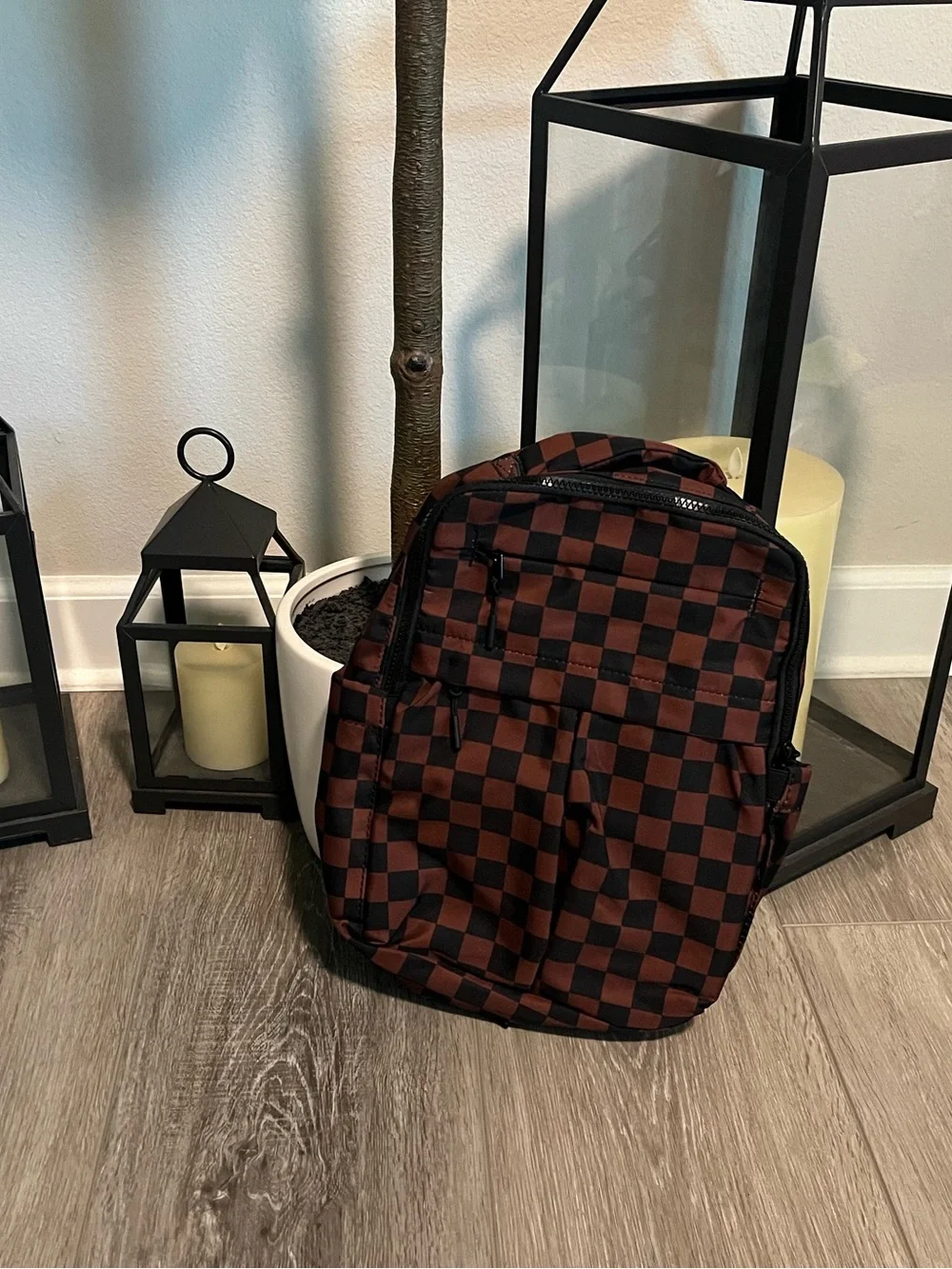 Emmafy Minimax Backpack - NWOT - Black/Brown Check
